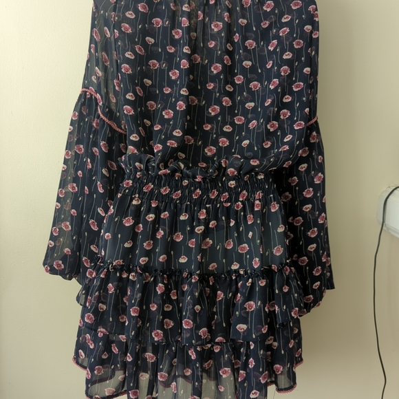 Misa Los Angeles revolve mini dress blue/ purple floral ruffle layers size small - Picture 7 of 9